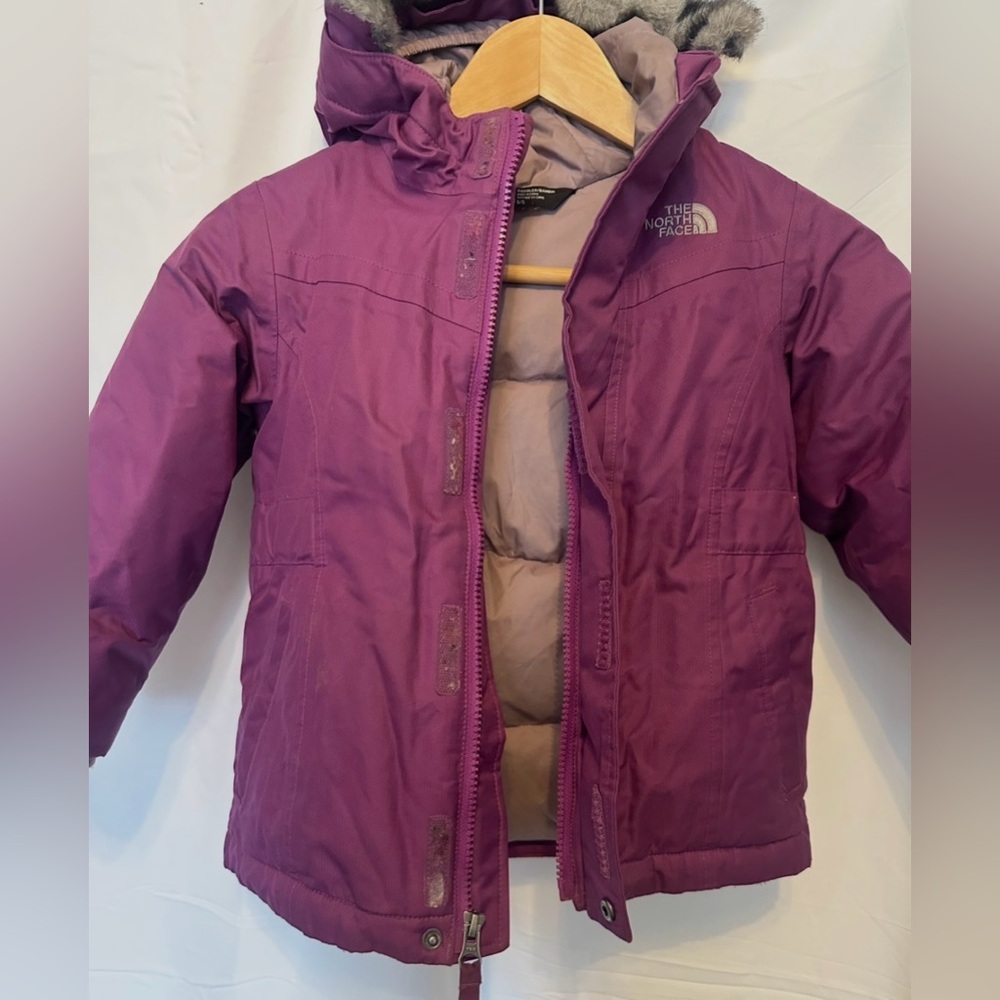 Kids Purple Winter North Face Arctic Parka Jacket & Puffer Coat Girls Size 5 - Picture 2 of 8